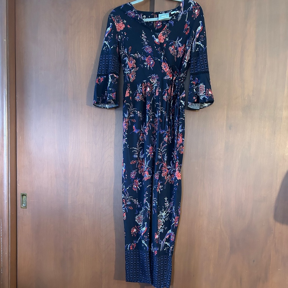 Maeve Navy and Red Floral jumpsuit